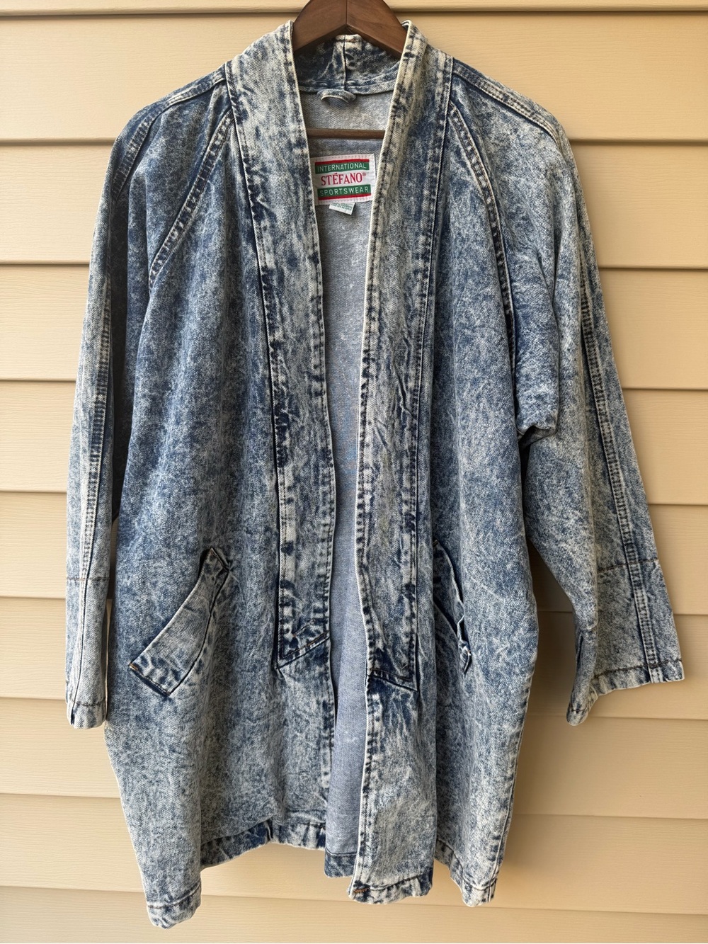 Vintage International Stefano Acid Wash Denim Duster Jacket Size L